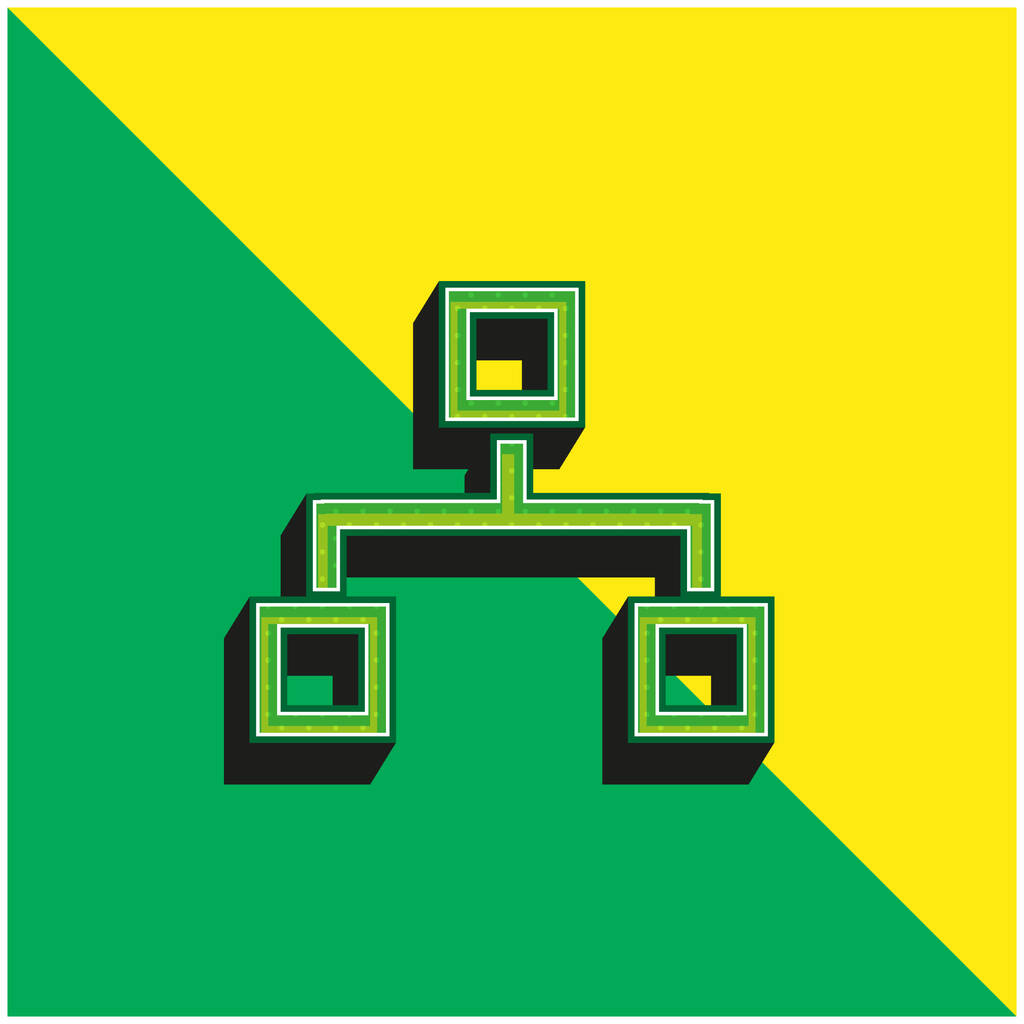 Σχήμα μπλοκ Γραφικό πράσινο και κίτρινο σύγχρονο 3d εικονίδιο διάνυσμα λογότυπο - Διάνυσμα, εικόνα