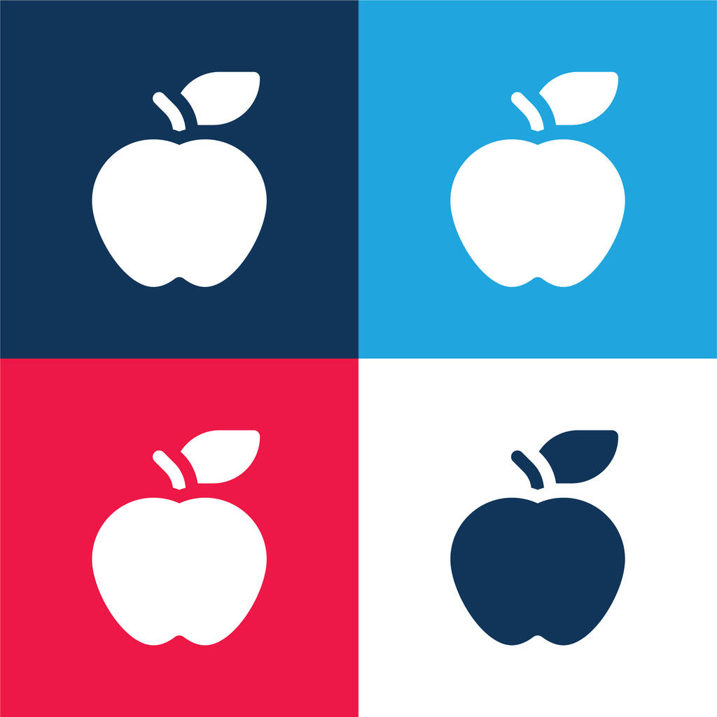 Apple青と赤の4色の最小アイコンセット - ベクター画像