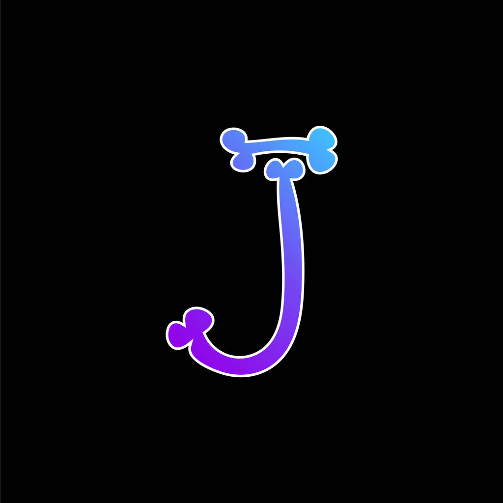 Csontok Halloween tipográfia J betű kék gradiens vektor ikon - Vektor, kép