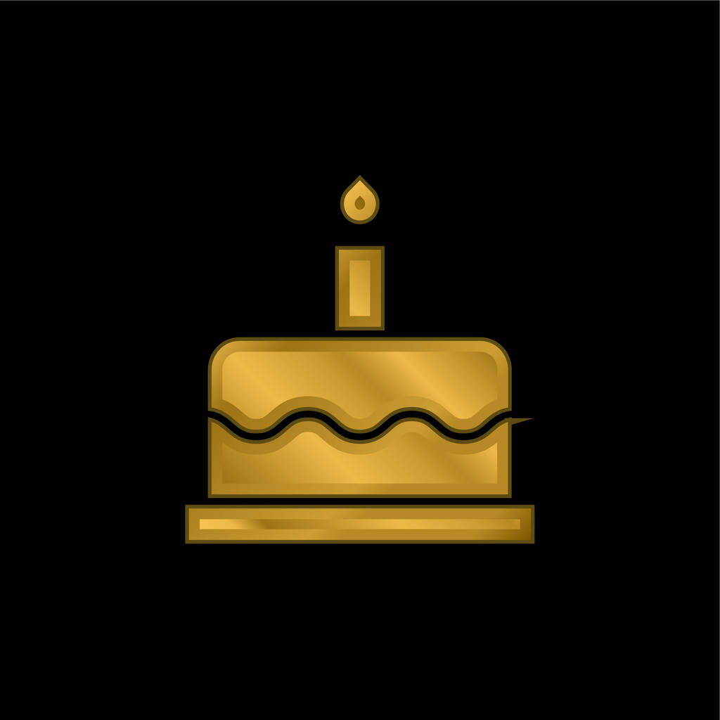 Torta de cumpleaños chapado en oro icono metálico o logo vector - Vector, Imagen
