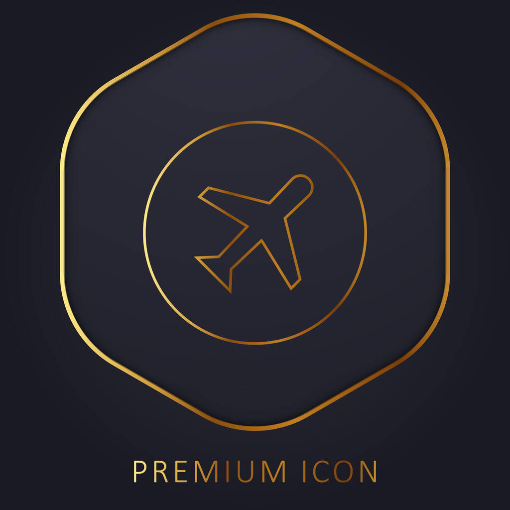 Vliegtuig gouden lijn premium logo of pictogram - Vector, afbeelding