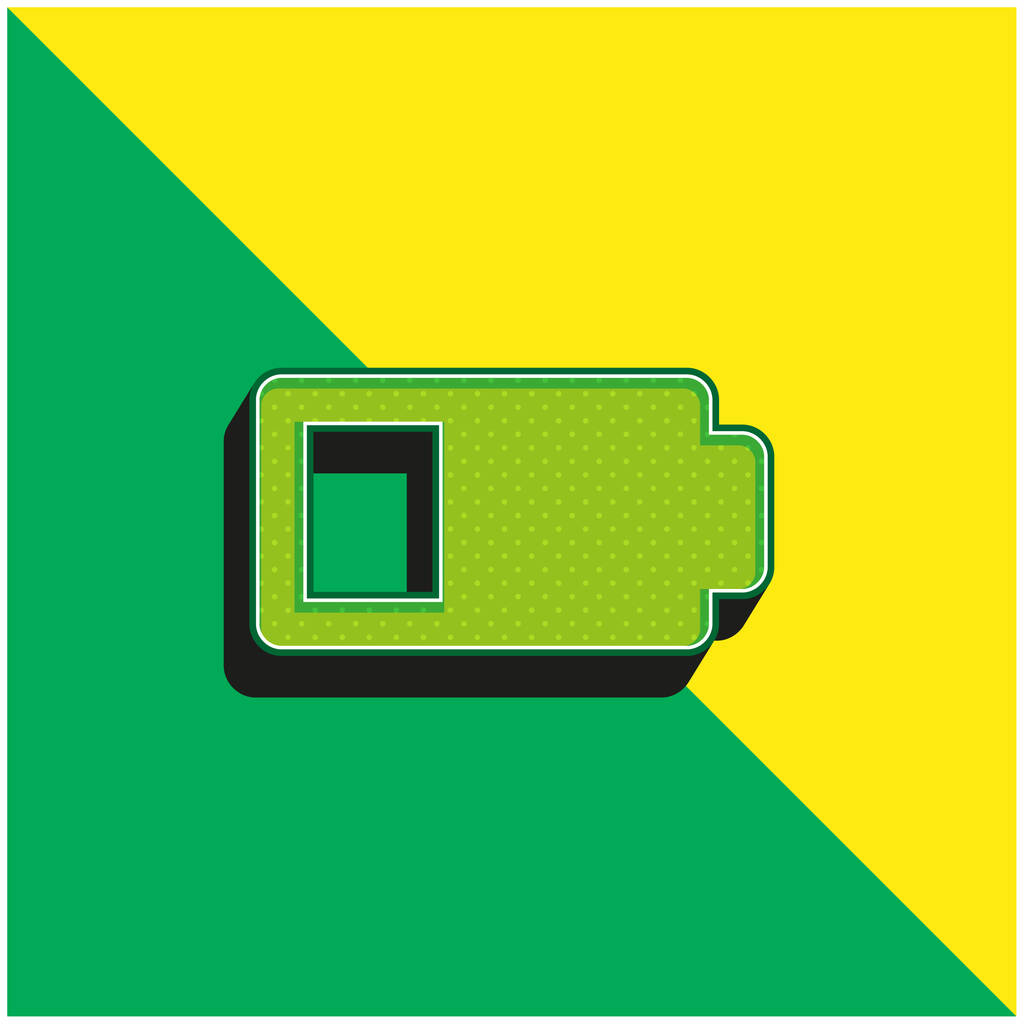 Estado de la batería signo con menos de la mitad de la carga de energía verde y amarillo moderno 3d vector icono logo - Vector, Imagen
