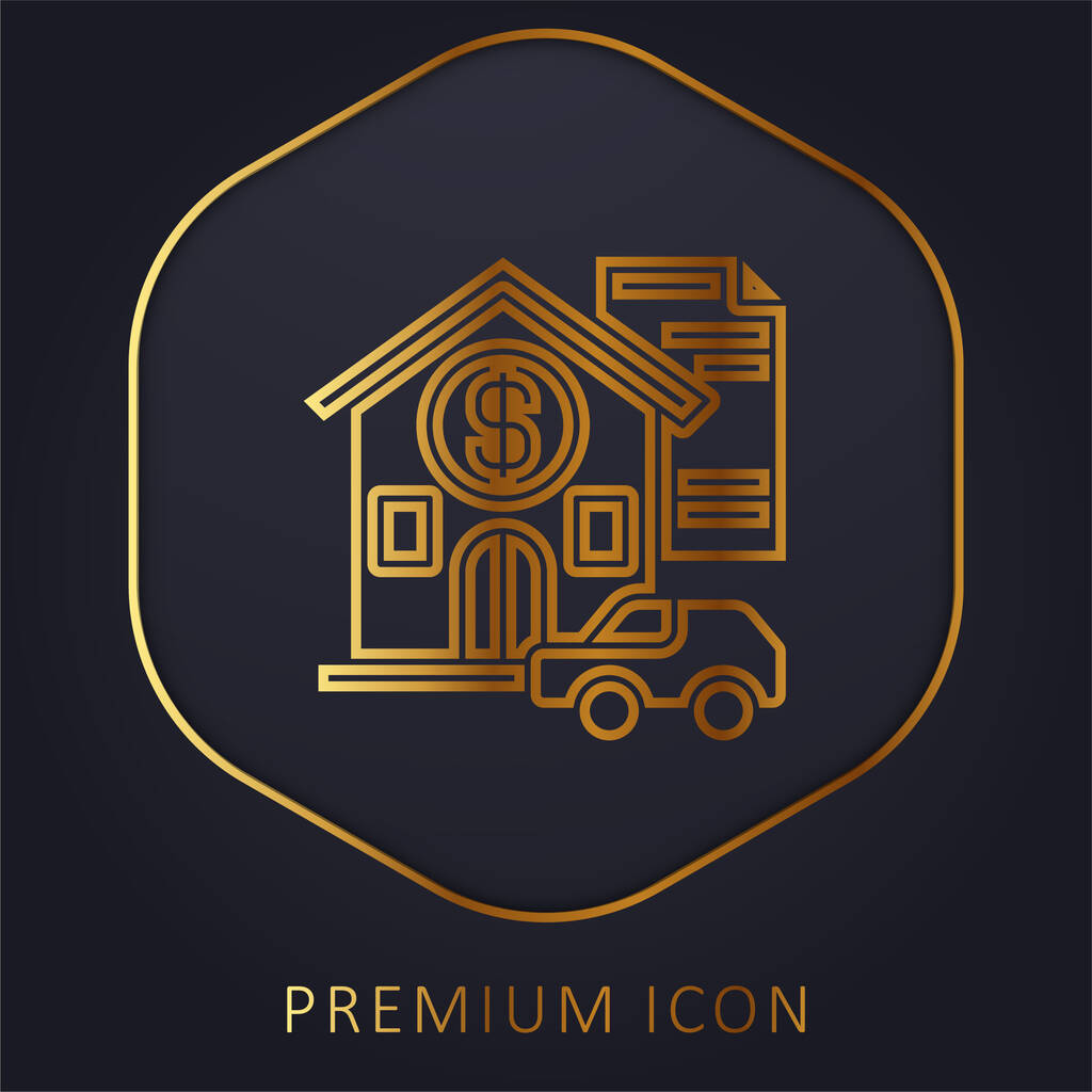 Logotipo o icono premium de línea dorada de activos - Vector, Imagen
