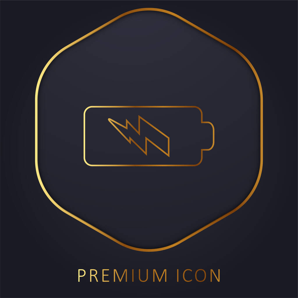 Batería de alimentación de línea dorada logotipo premium o icono - Vector, Imagen