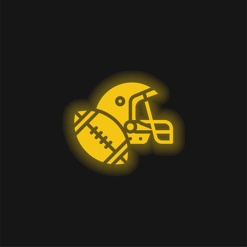 Американський футбол жовтий світиться неонова ікона - Вектор, зображення