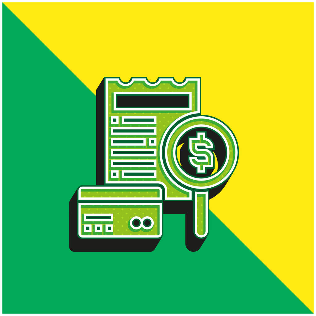 Abrechnung Grünes und gelbes modernes 3D-Vektor-Symbol-Logo - Vektor, Bild