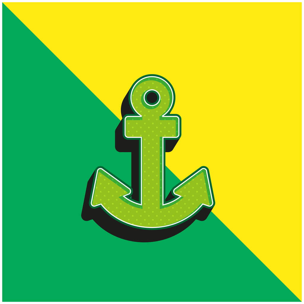 Якорь Навигационный интерфейс Знак Зеленый и желтый современный 3D-иконка логотип - Вектор,изображение