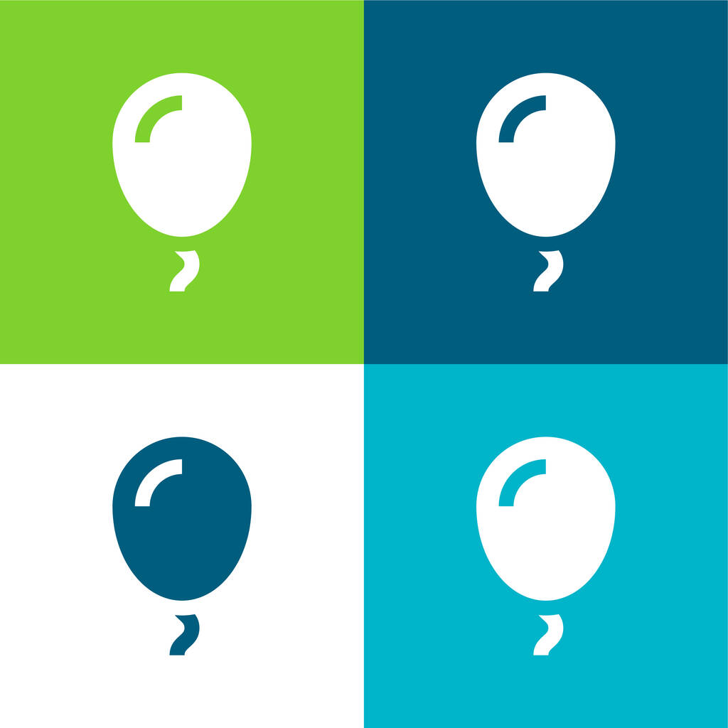 Ballon Vlak vier kleuren minimale pictogram set - Vector, afbeelding