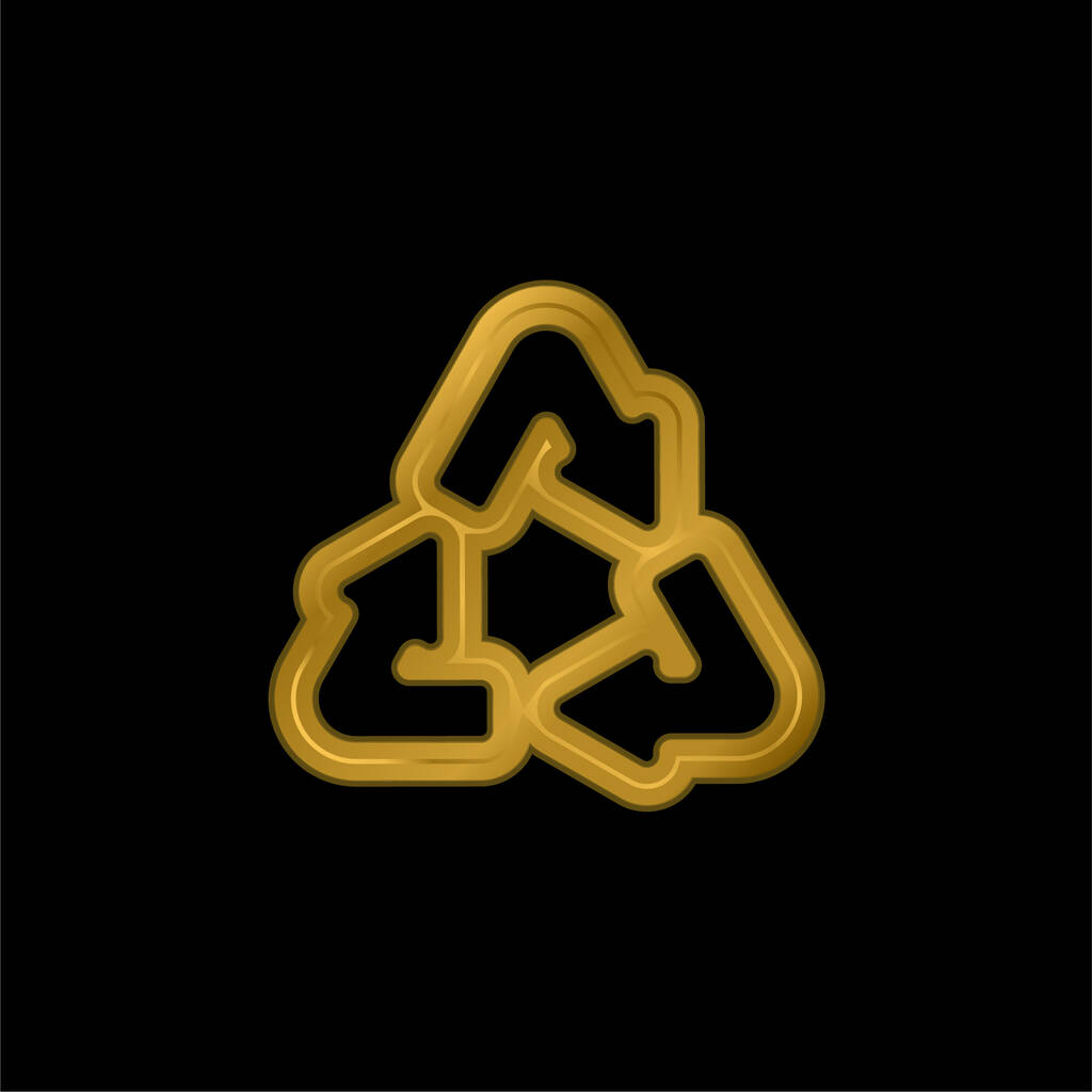 Βέλη Ανακύκλωση Τρίγωνο Περίγραμμα επίχρυσο μεταλλικό εικονίδιο ή διάνυσμα λογότυπο - Διάνυσμα, εικόνα