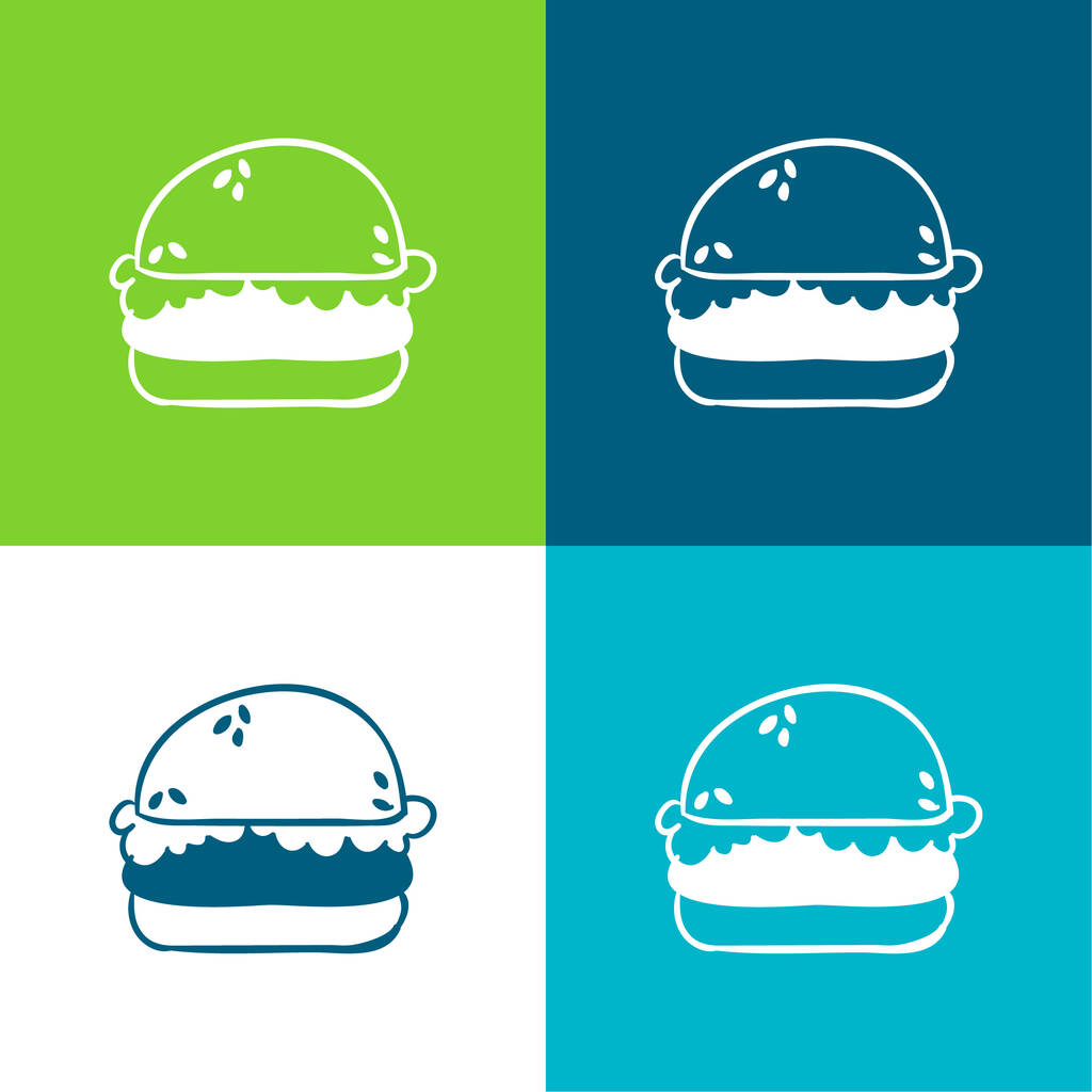 Kenyér Lapos négy szín minimális ikon készlet - Vektor, kép