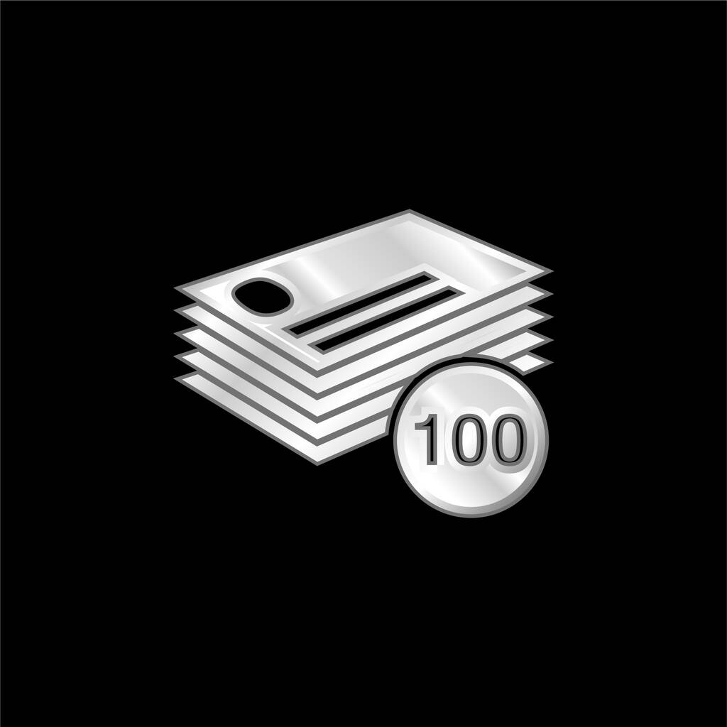 100名刺スタック銀メッキ金属アイコン - ベクター画像