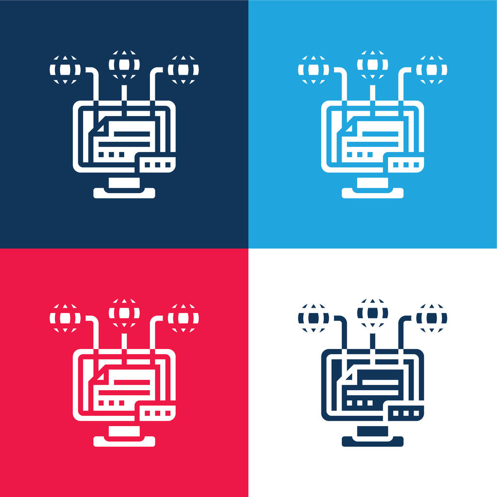 Attribuzione blu e rosso set di icone minime a quattro colori - Vettoriali, immagini