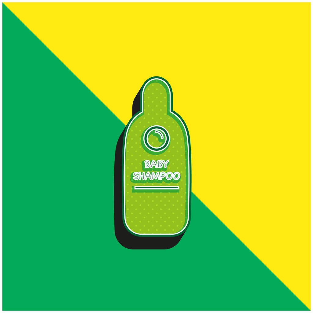 Bébé Shampooing Conteneur Vert et jaune icône vectorielle 3d moderne logo - Vecteur, image
