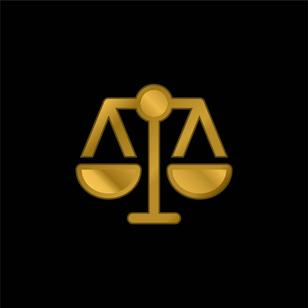 Balance chapado en oro icono metálico o logo vector - Vector, Imagen