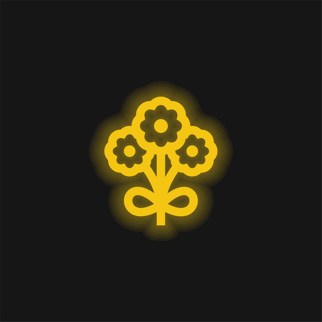Bukiet żółty świecący neon ikona - Wektor, obraz