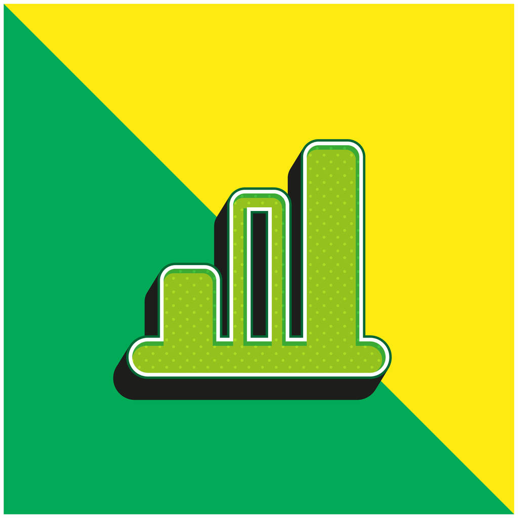 Bar Statistieken Groen en geel modern 3D vector pictogram logo - Vector, afbeelding