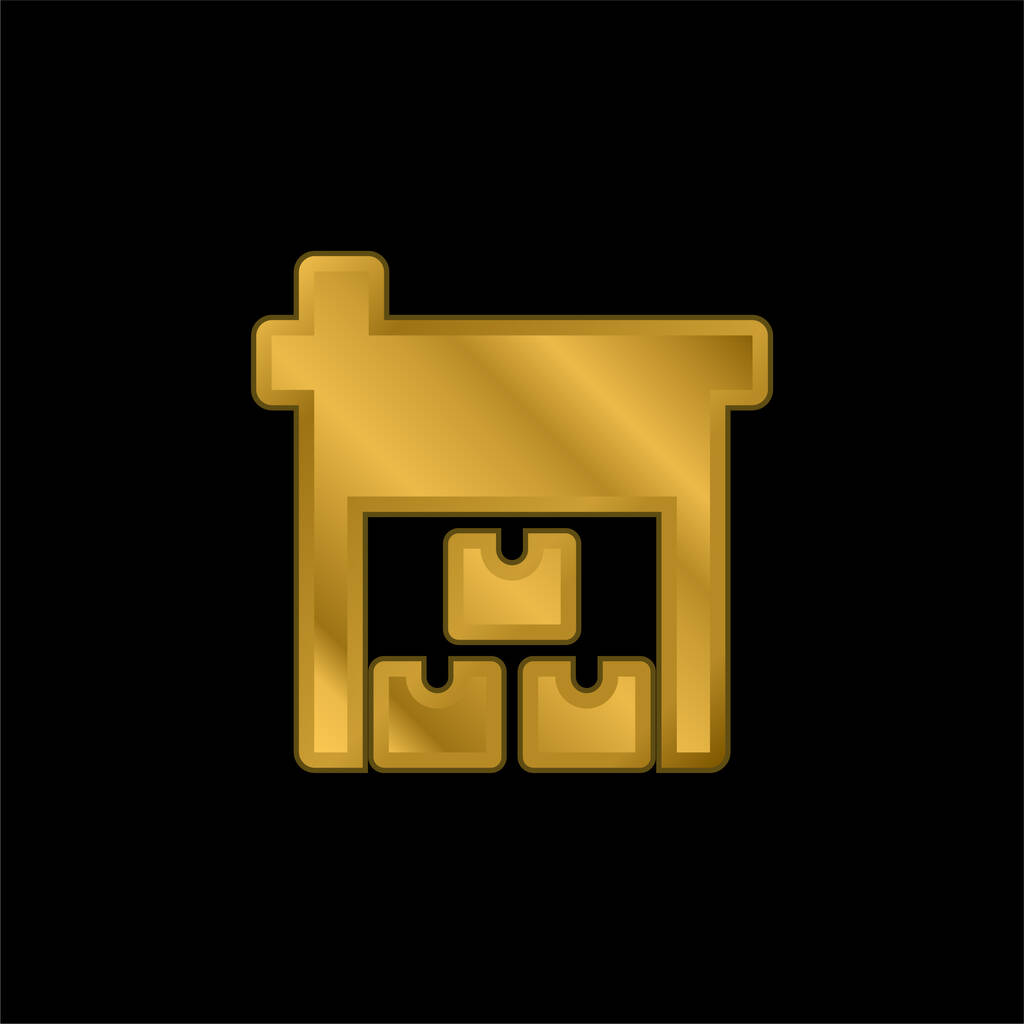 Altın kaplama metalik simge veya logo vektörü kutularName - Vektör, Görsel