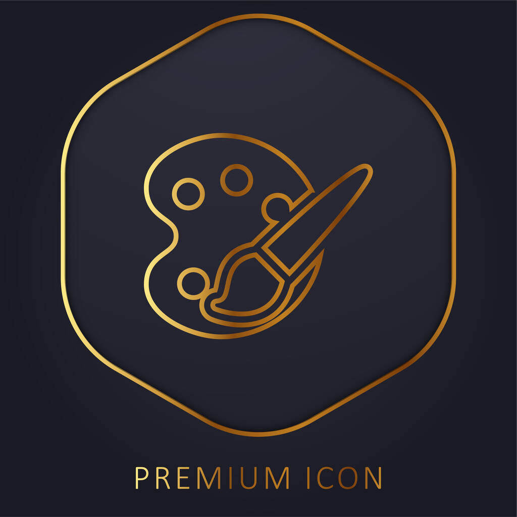 Palette d'art ligne d'or logo premium ou icône - Vecteur, image