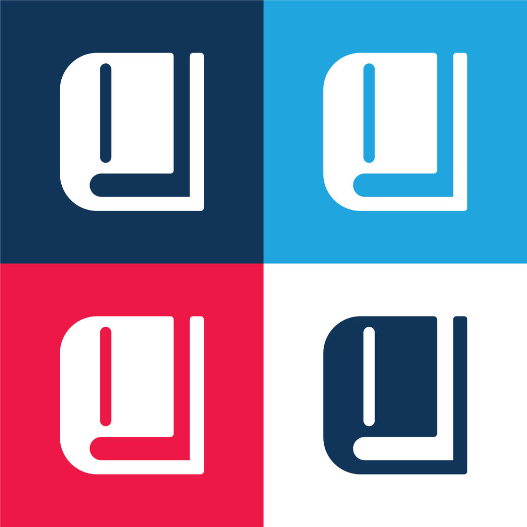 Libro cerrado herramienta azul y rojo de cuatro colores mínimo icono conjunto - Vector, Imagen