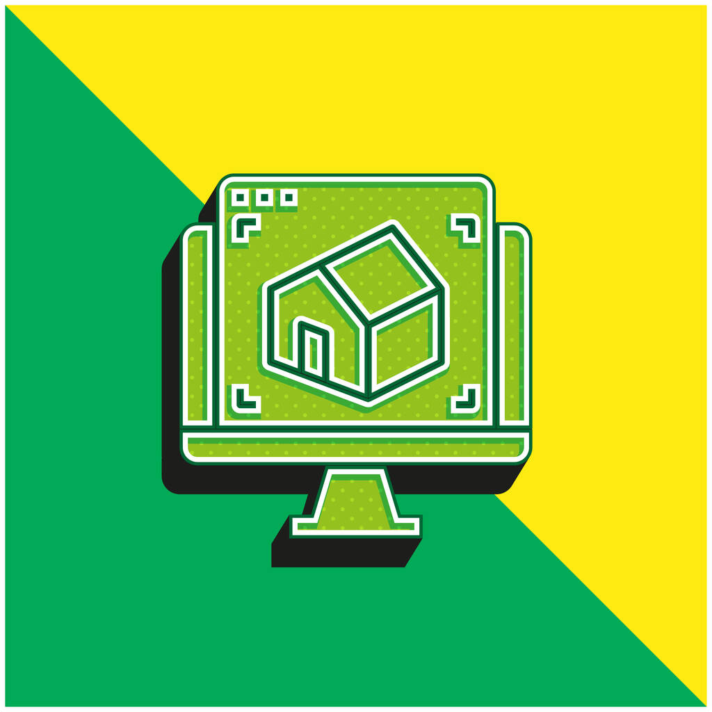 3d Groen en geel modern 3D vector pictogram logo - Vector, afbeelding
