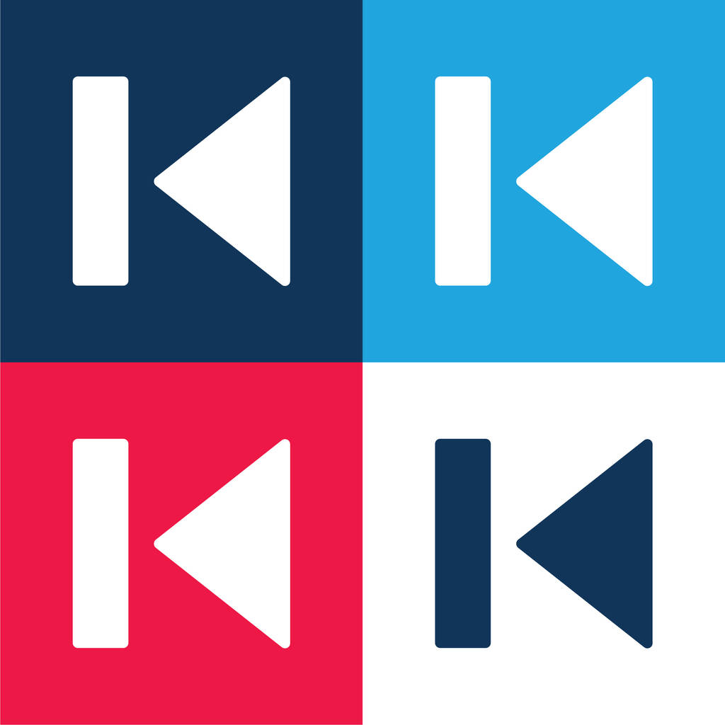 Terug blauw en rood vier kleuren minimale pictogram set - Vector, afbeelding