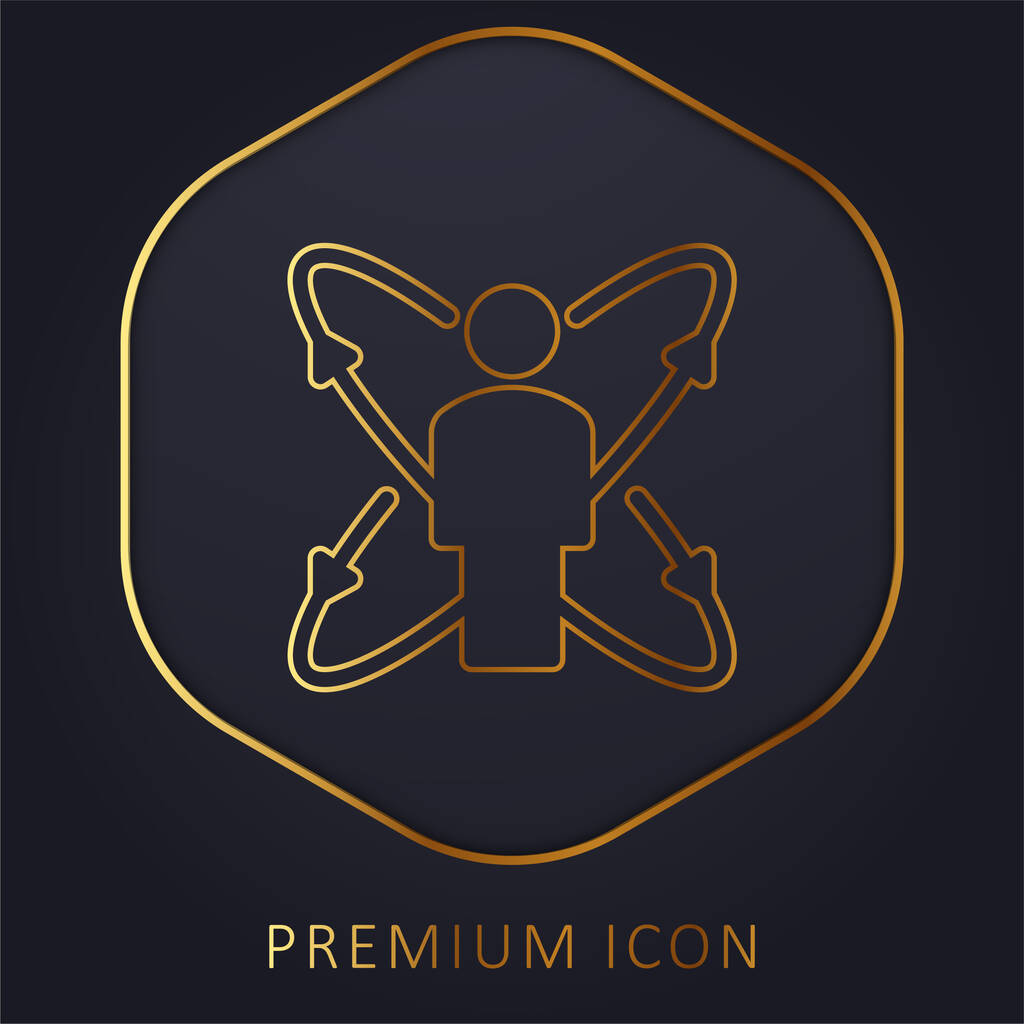 Escaneo corporal línea dorada logotipo premium o icono - Vector, imagen
