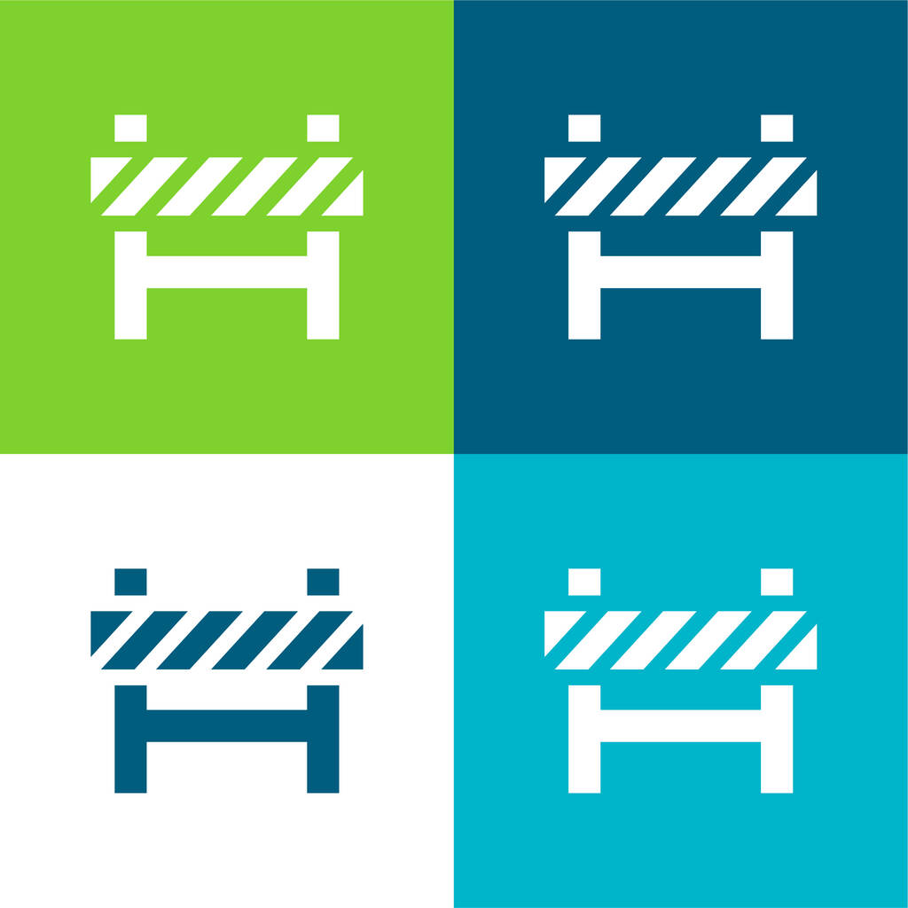 Set di icone minimali a quattro colori Barrier Flat - Vettoriali, immagini