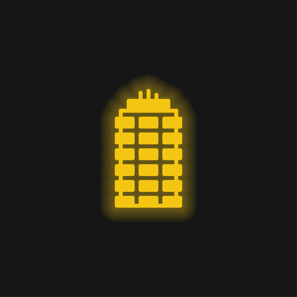 Apartman sárga ragyogó neon ikon - Vektor, kép