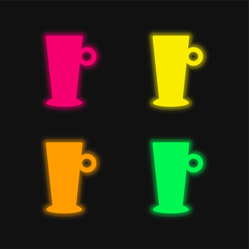 Big Cup quatro cores brilhante ícone vetor de néon - Vetor, Imagem