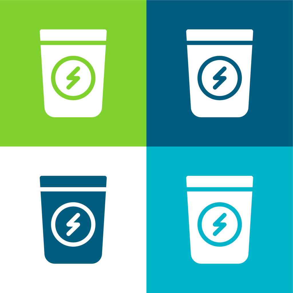 Kosár Lapos négy szín minimális ikon készlet - Vektor, kép
