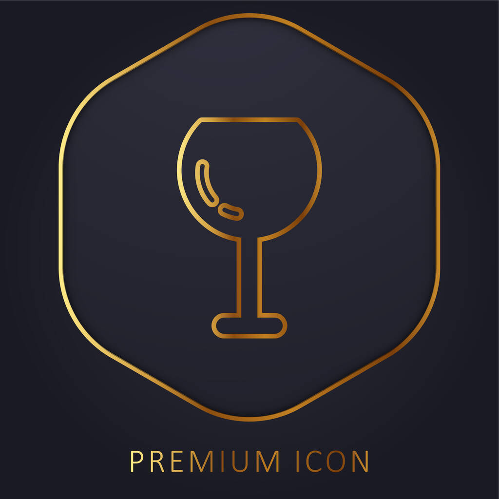 Big Wine Glass χρυσό λογότυπο γραμμή πριμοδότηση ή εικονίδιο - Διάνυσμα, εικόνα