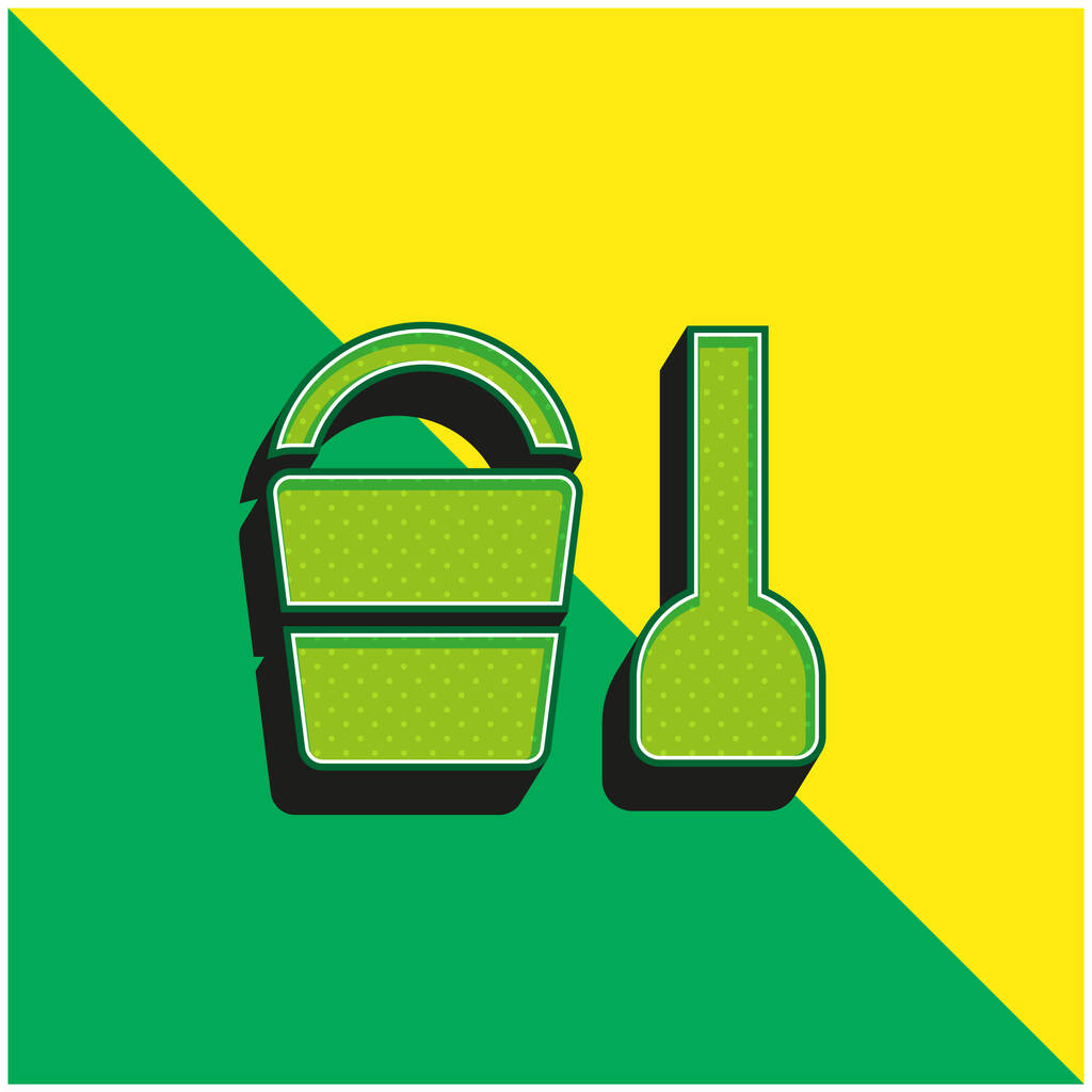 Strand Toy Zöld és sárga modern 3D vektor ikon logó - Vektor, kép