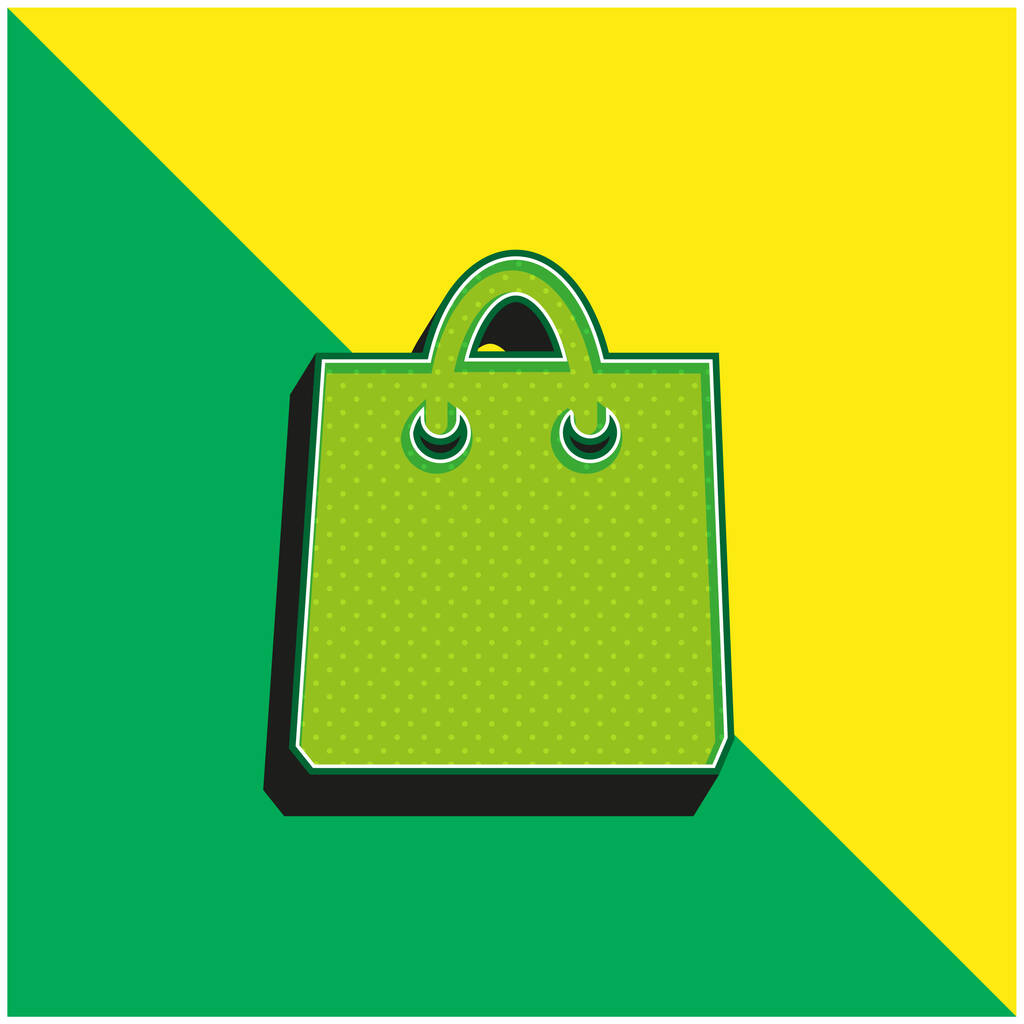 Zwart Shopping Bag Tool Groen en geel modern 3D vector pictogram logo - Vector, afbeelding