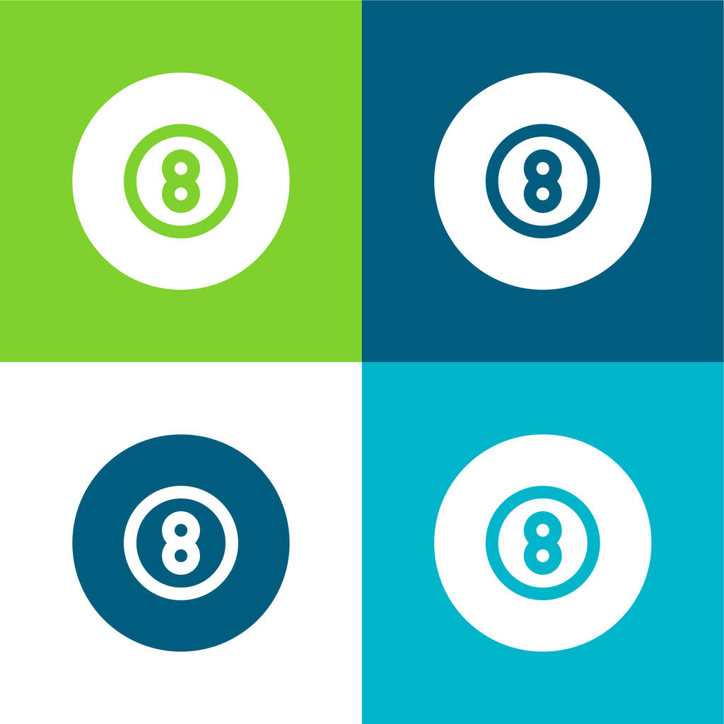 Set icona minimale a quattro colori Biliardo piatto - Vettoriali, immagini