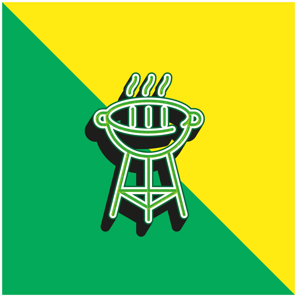 Barbacoa Grill Verde y amarillo moderno vector 3d icono del logotipo - Vector, Imagen