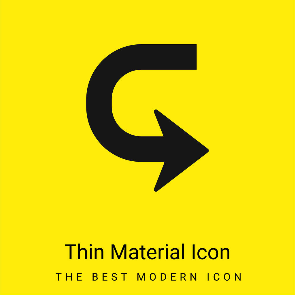 Arrow In U Shape To Turn minimal bright yellow material icon - Vector, Image