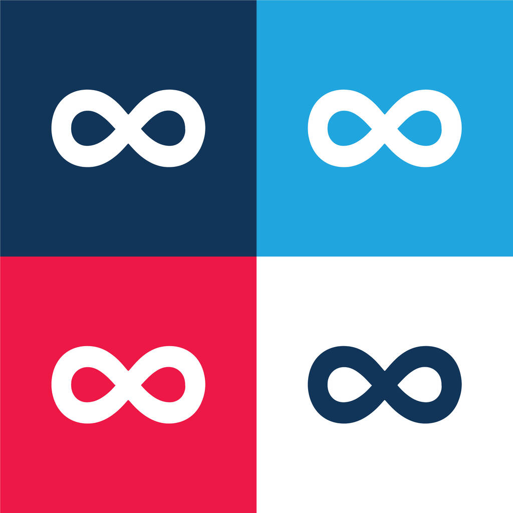 500px Logo blauw en rood vier kleuren minimale pictogram set - Vector, afbeelding