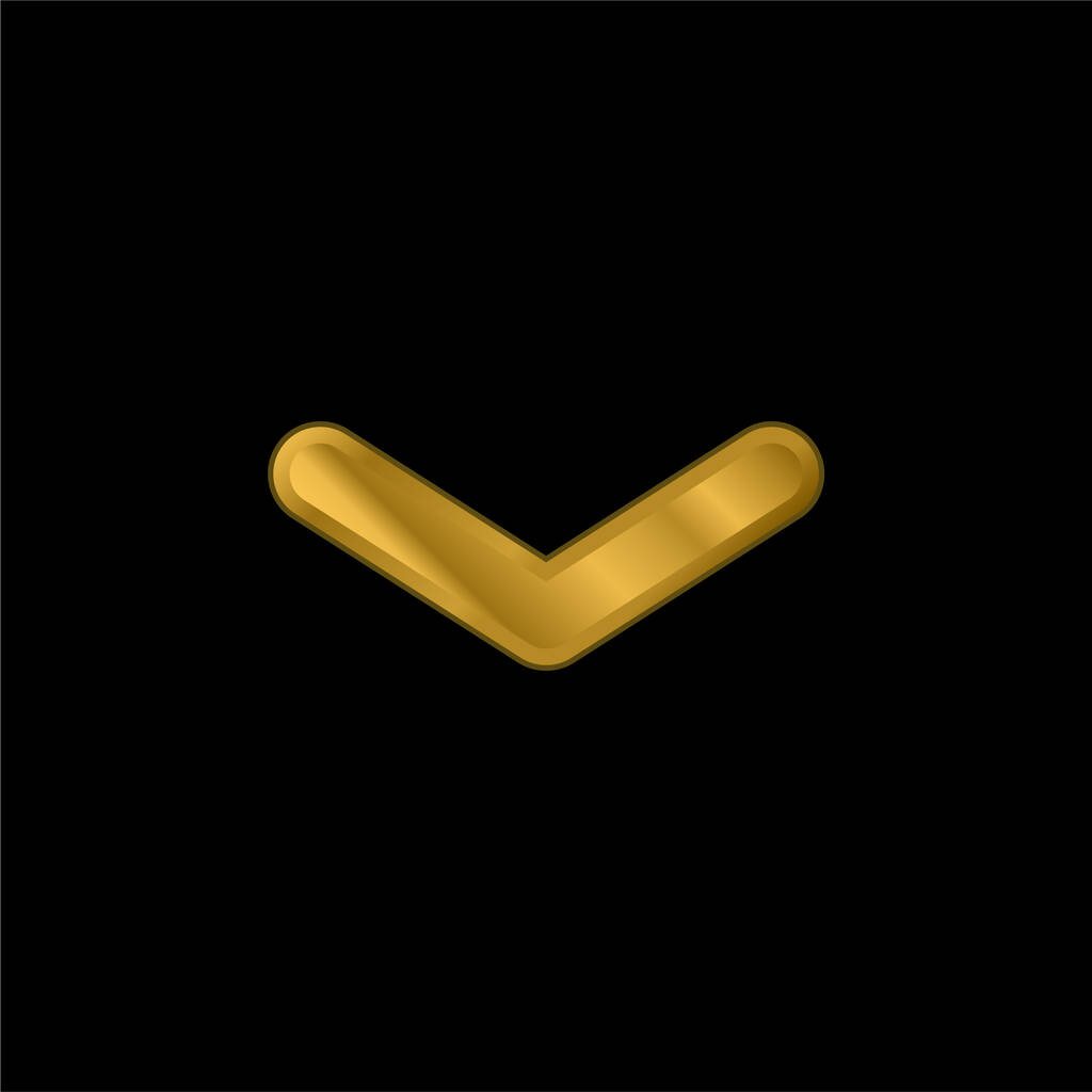 Angle Arrow Pointing Down gold plated metalic icon or logo vector - Vector, Image