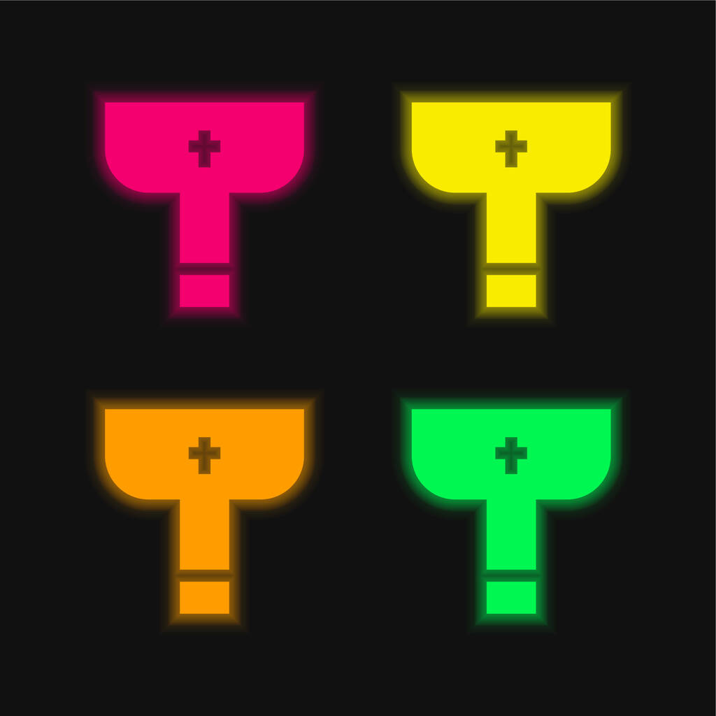 Vaftiz dört renk parlayan neon vektör simgesi - Vektör, Görsel