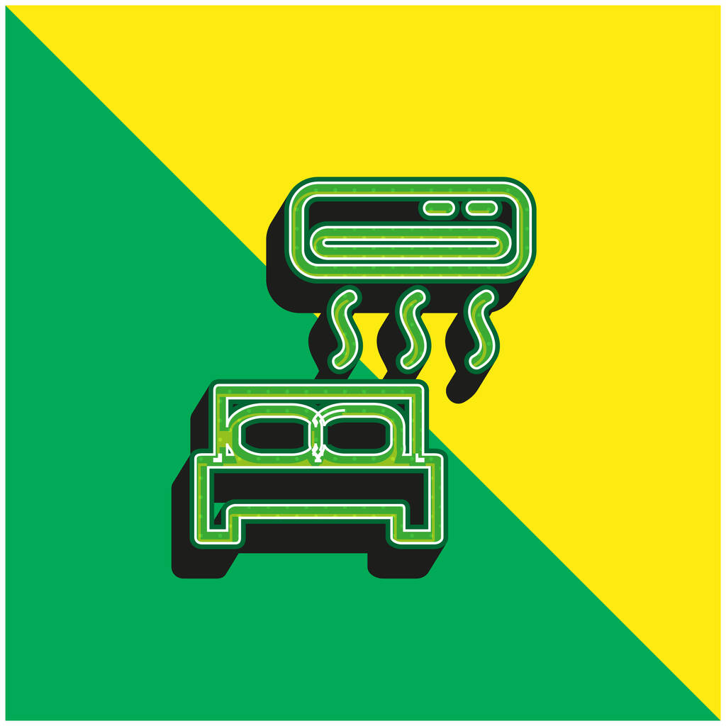 Aire acondicionado verde y amarillo moderno vector 3d icono logotipo - Vector, imagen