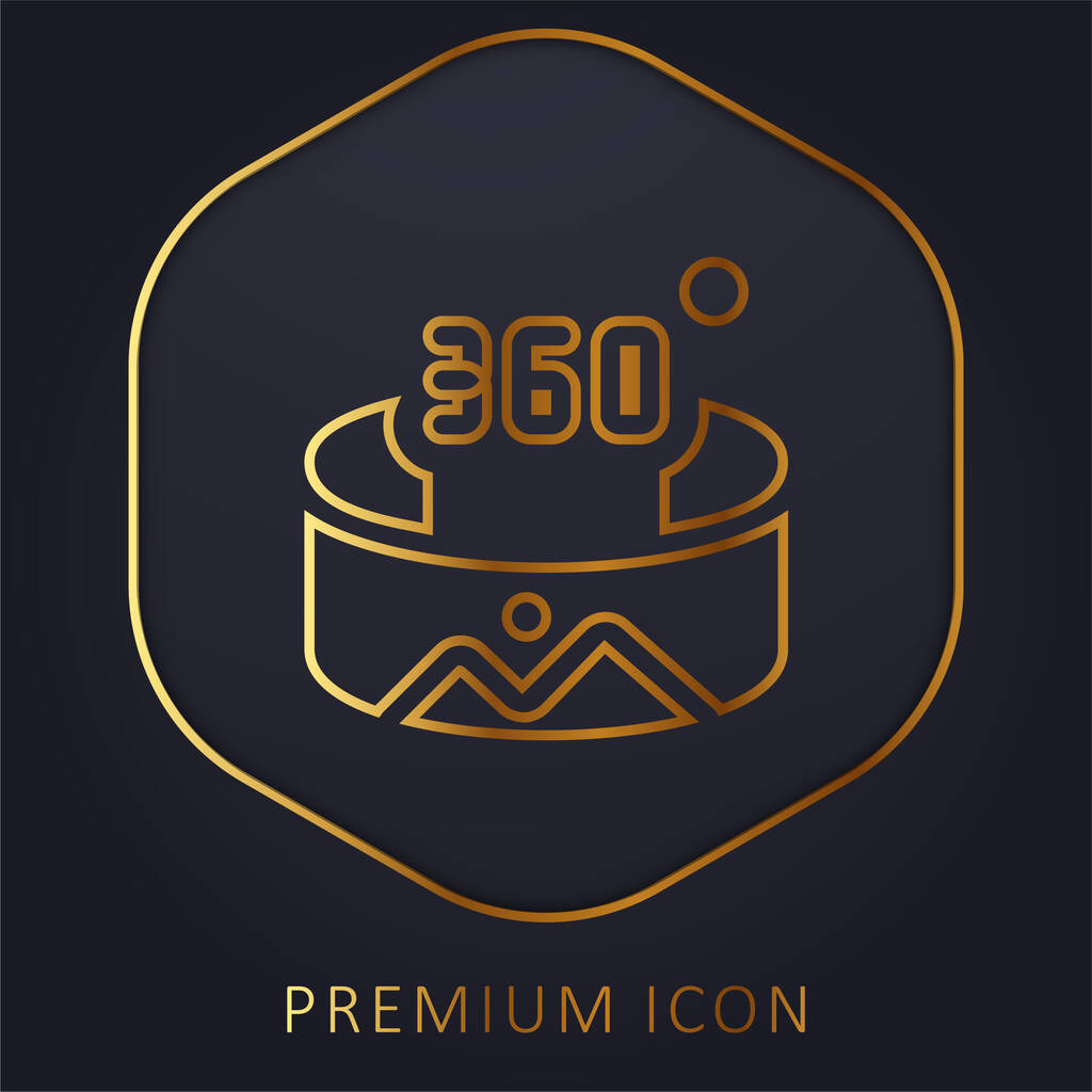 360 asteen kultainen linja palkkio logo tai kuvake - Vektori, kuva