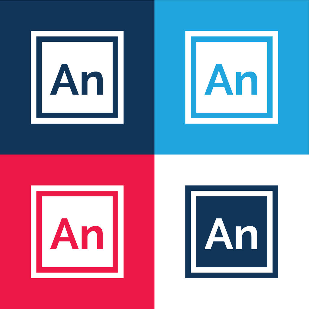 Animate blue and red four color minimal icon set - Vector, Image
