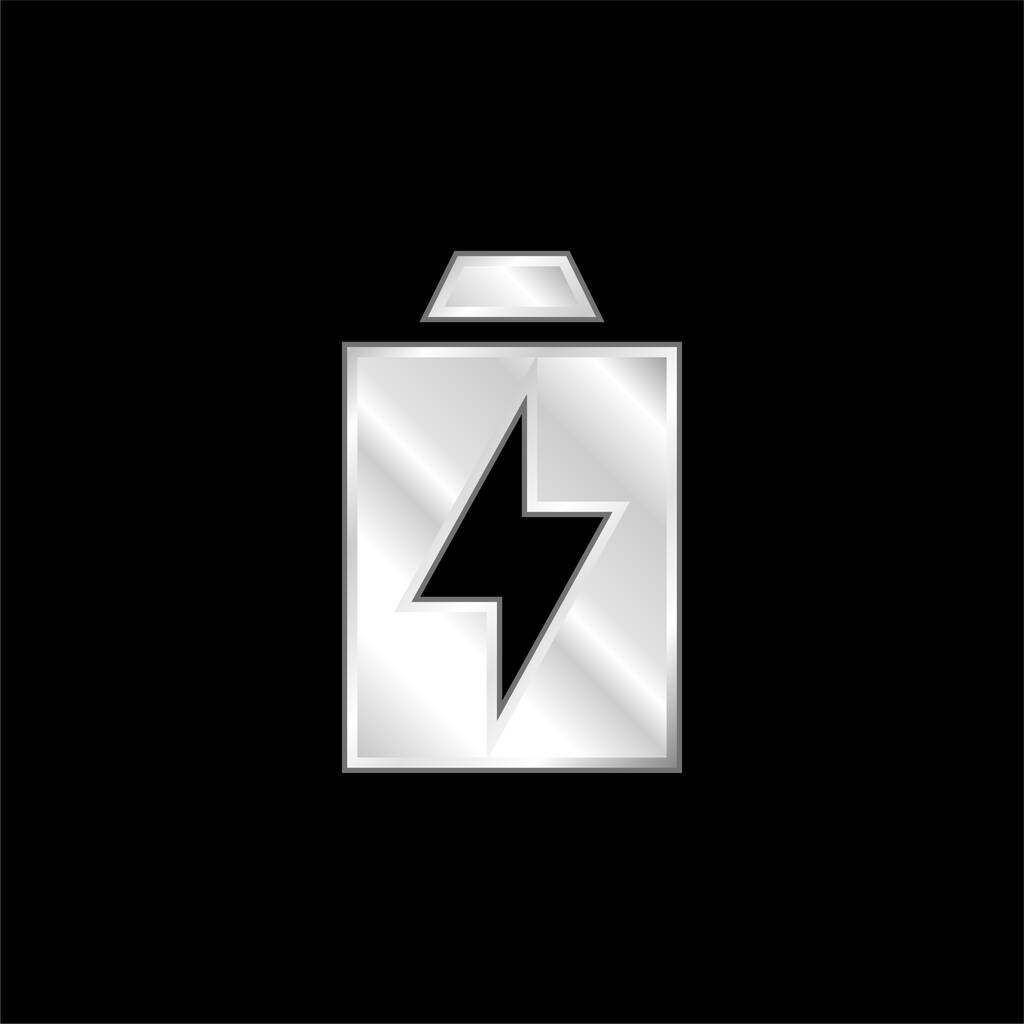 Akkumulátoros ezüsttel bevont fém ikon - Vektor, kép