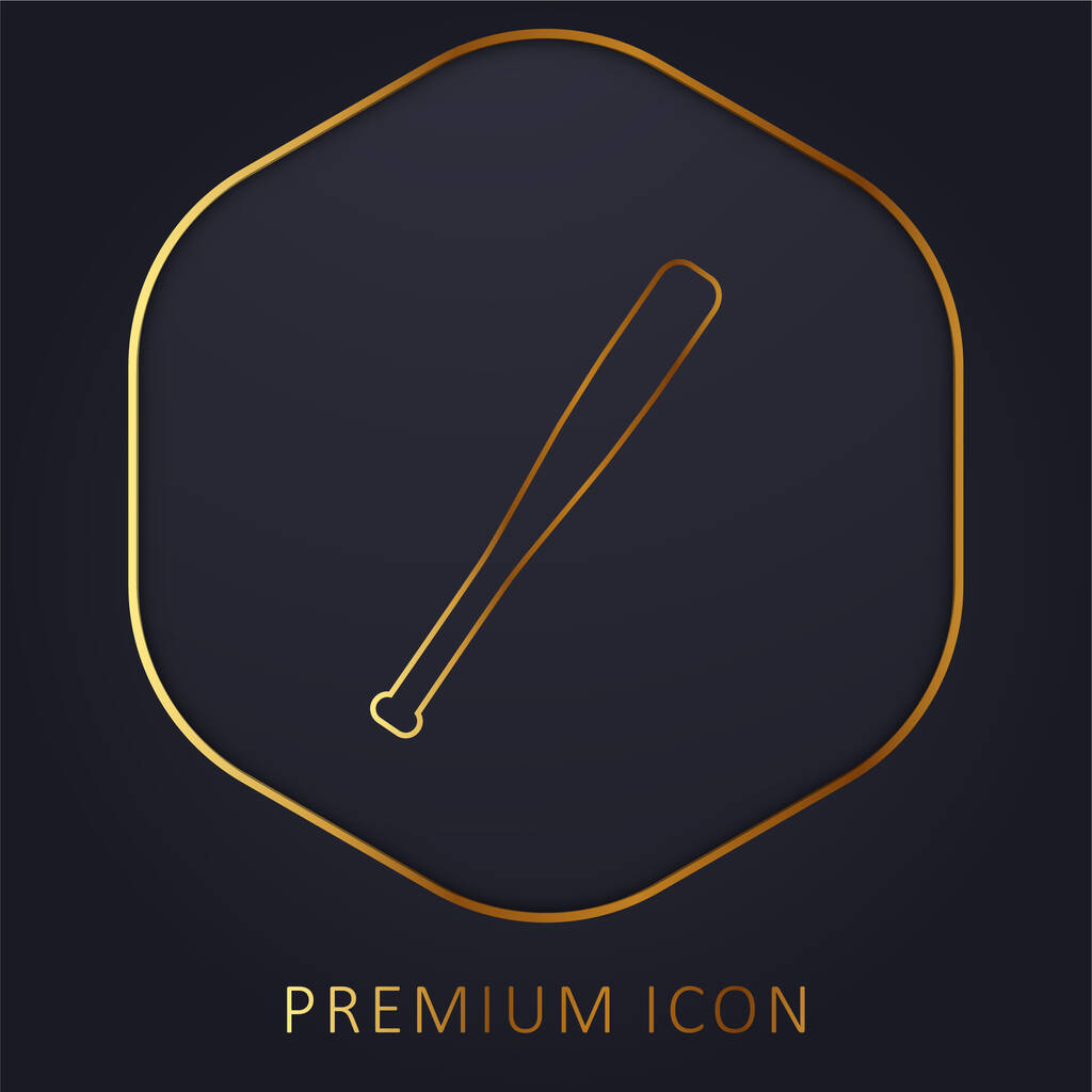 Honkbalknuppel Silhouet gouden lijn premium logo of pictogram - Vector, afbeelding