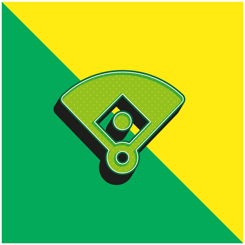 Beisebol diamante verde e amarelo moderno logotipo vetor 3d ícone - Vetor, Imagem