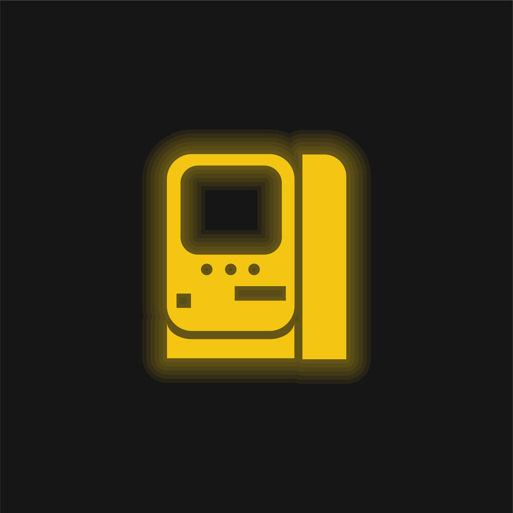 Porte avion jaune néon brillant icône - Vecteur, image
