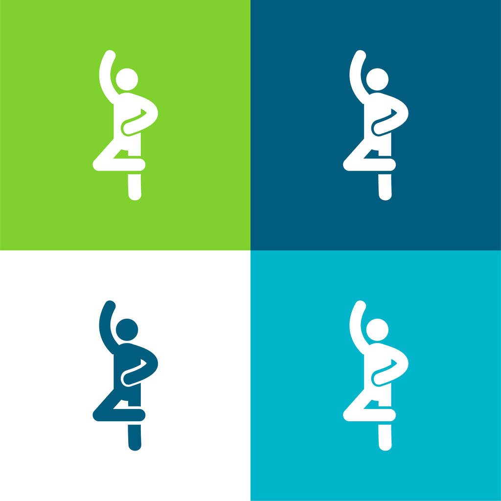Ballet Pose Flat conjunto de iconos mínimos de cuatro colores - Vector, Imagen