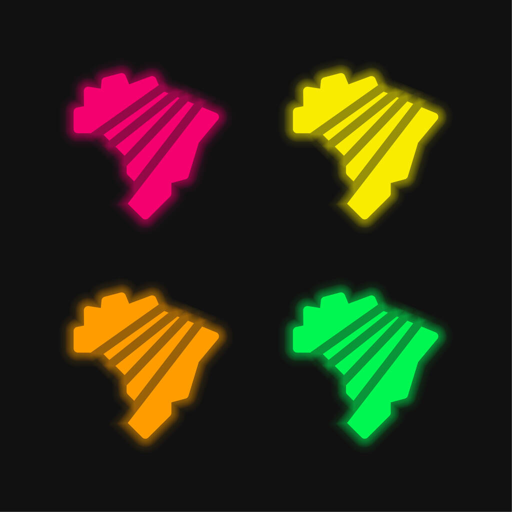 Brasilien vier Farben leuchtenden Neon-Vektor-Symbol - Vektor, Bild