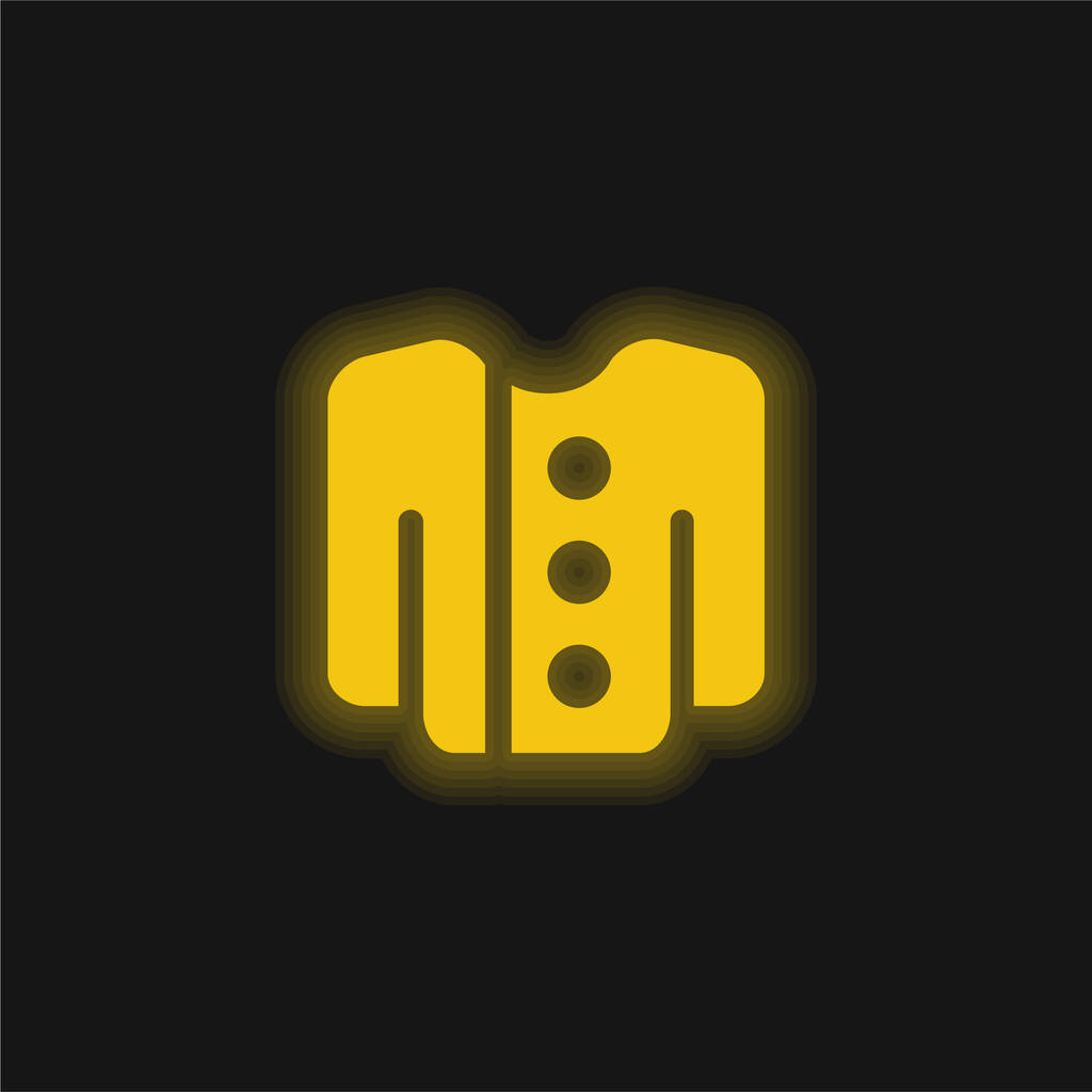 Giacca Big Botton giallo icona al neon incandescente - Vettoriali, immagini