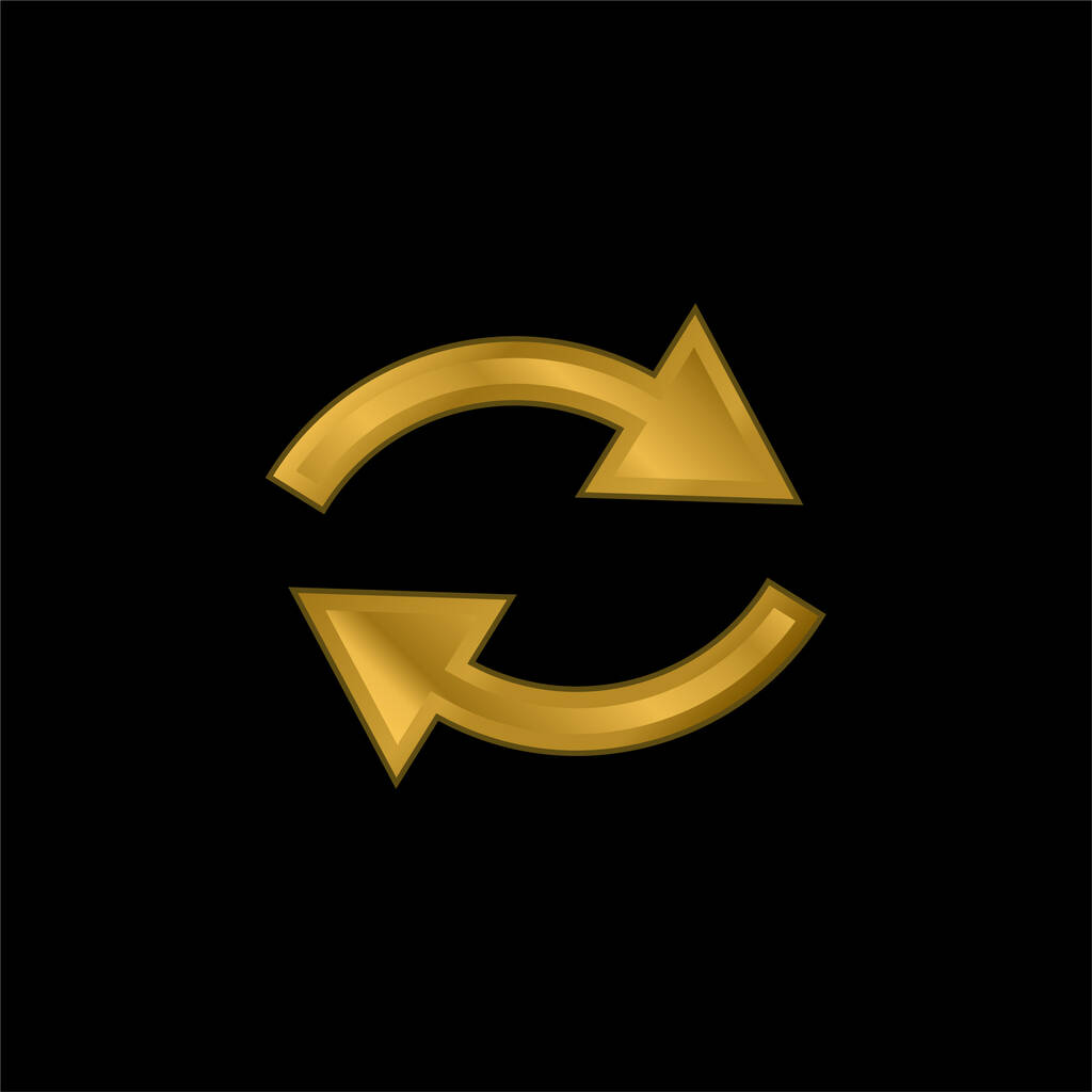 Flechas Pareja chapado en oro icono metálico o logo vector - Vector, imagen